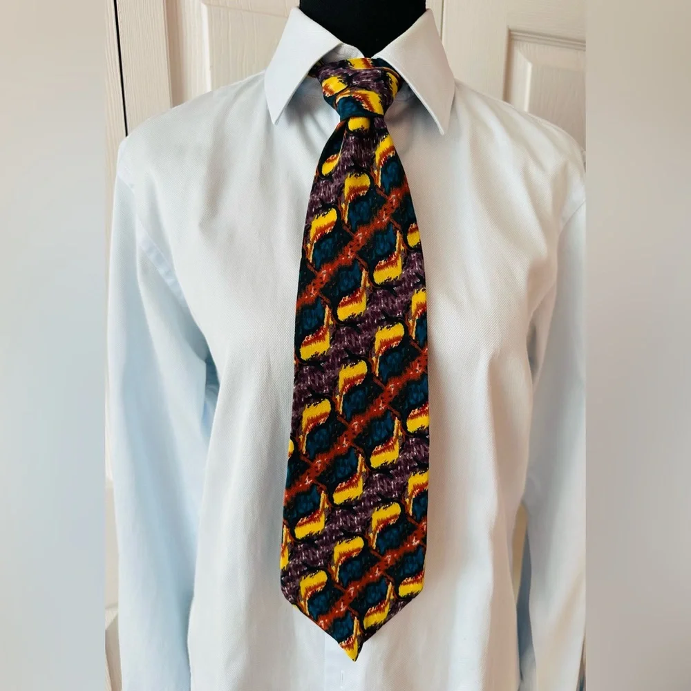 J. GARCIA ~ Multi-Colored Abstract Patterned Neck Tie circa 1980s